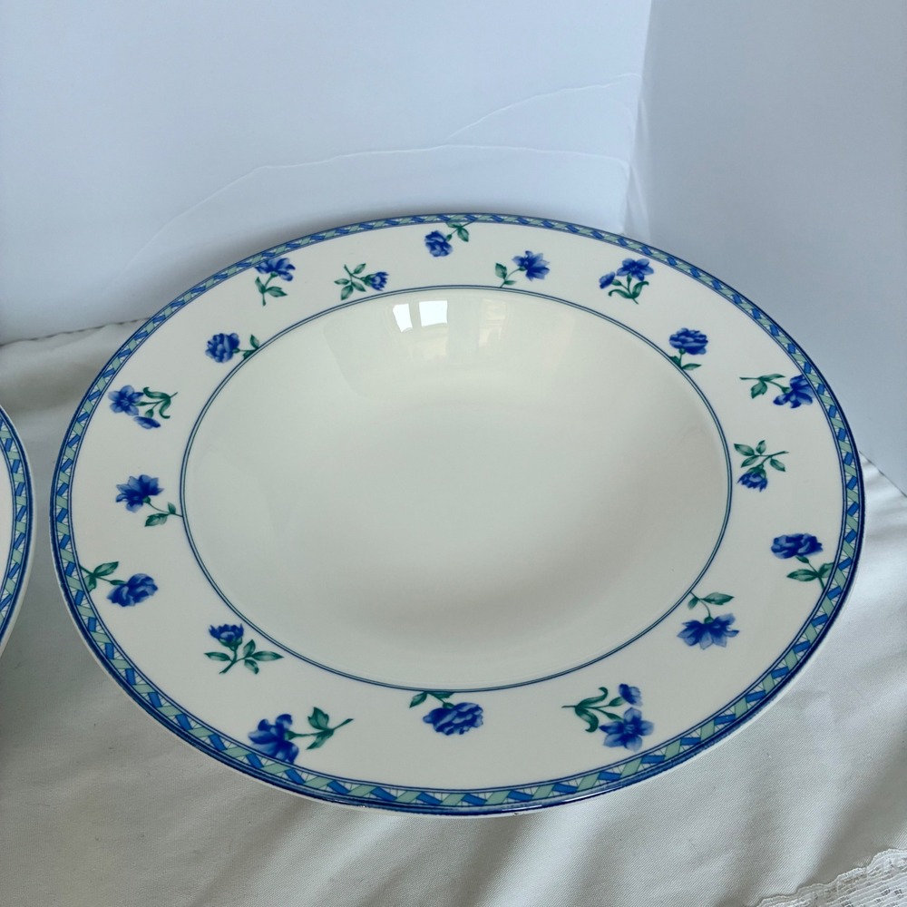 2 Mikasa Serving Bowls Blue Medley Ultima+ Fine China Floral Cottage Farmhouse